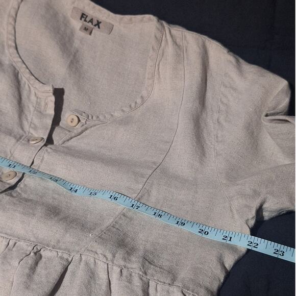 Flax Tunic (or Dress) Womens Medium 100% Linen Pockets Bohemian Lagenlook Hippie - Picture 6 of 9